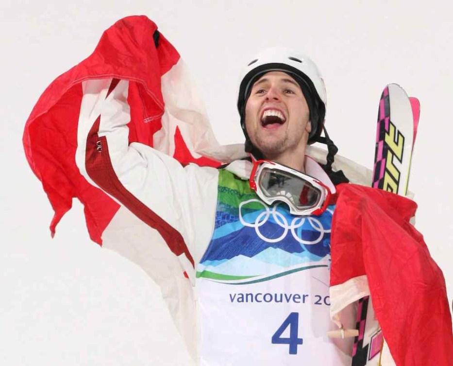 Canadian skier celebrating